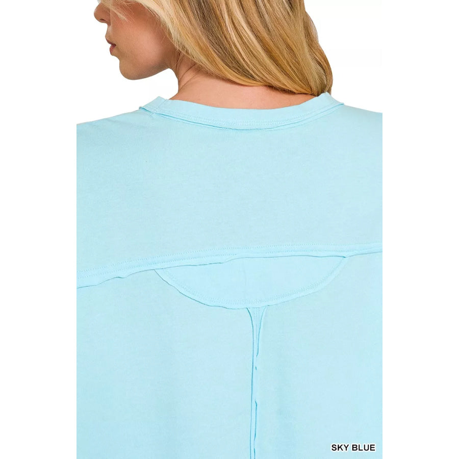 Zenana Exposed Seam Boxy Top Apparel and Accessories