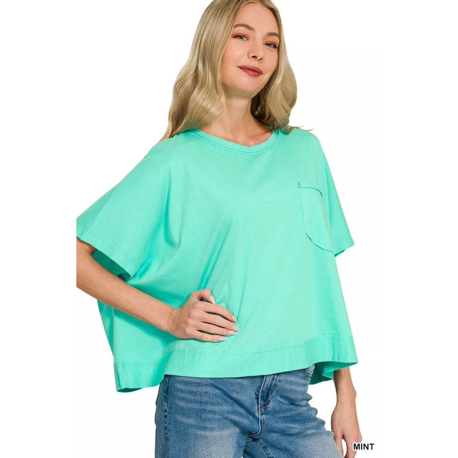 Zenana Exposed Seam Boxy Top Apparel and Accessories