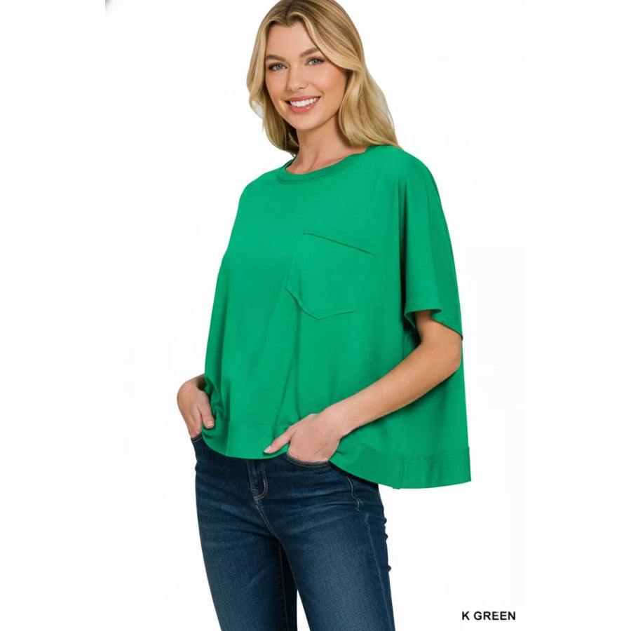 Zenana Exposed Seam Boxy Top Apparel and Accessories