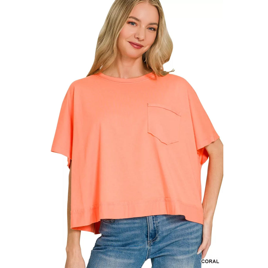 Zenana Exposed Seam Boxy Top Apparel and Accessories