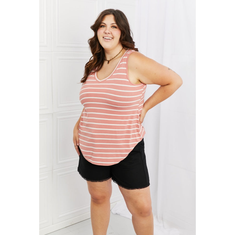 Zenana Find Your Path Full Size Sleeveless Striped Top