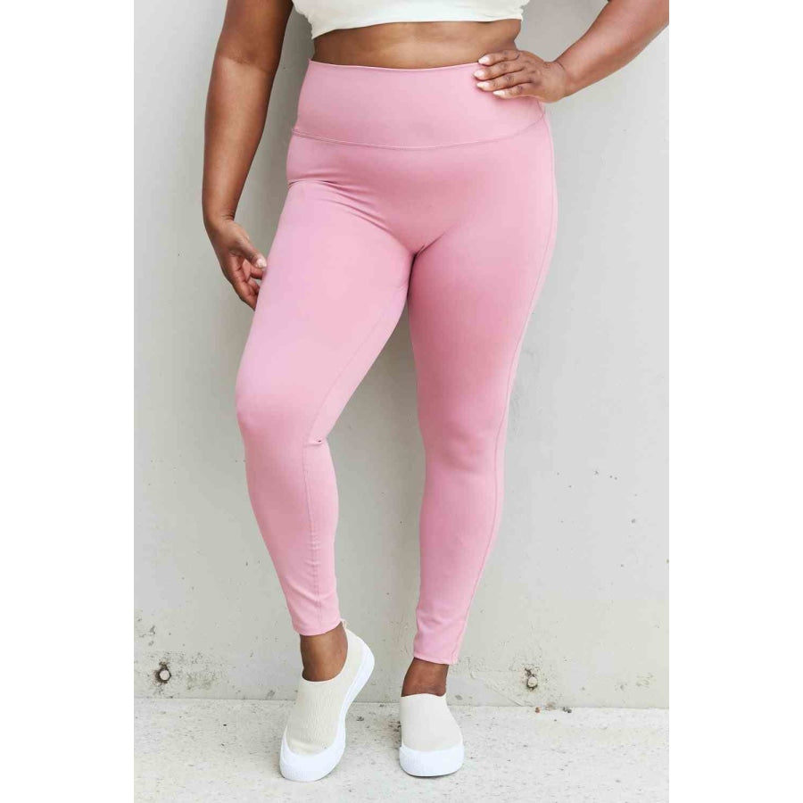 Zenana Fit For You Full Size High Waist Active Leggings in Light Rose Clothing