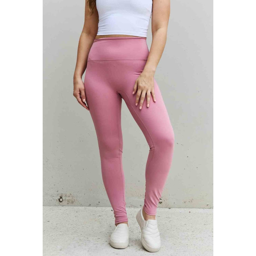 Zenana Fit For You Full Size High Waist Active Leggings in Light Rose Clothing