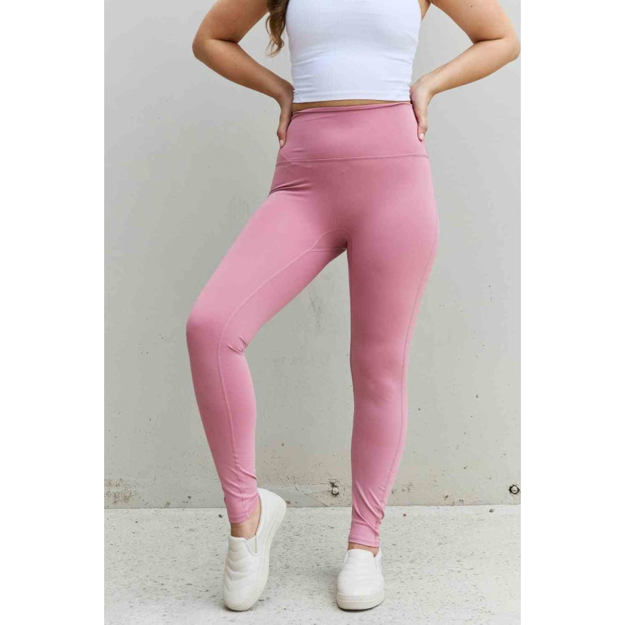 Zenana Fit For You Full Size High Waist Active Leggings in Light Rose Light Rose / S Clothing