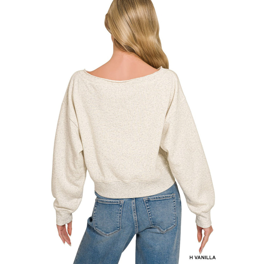 Zenana Fleece Boat-neck Sweatshirt Apparel and Accessories