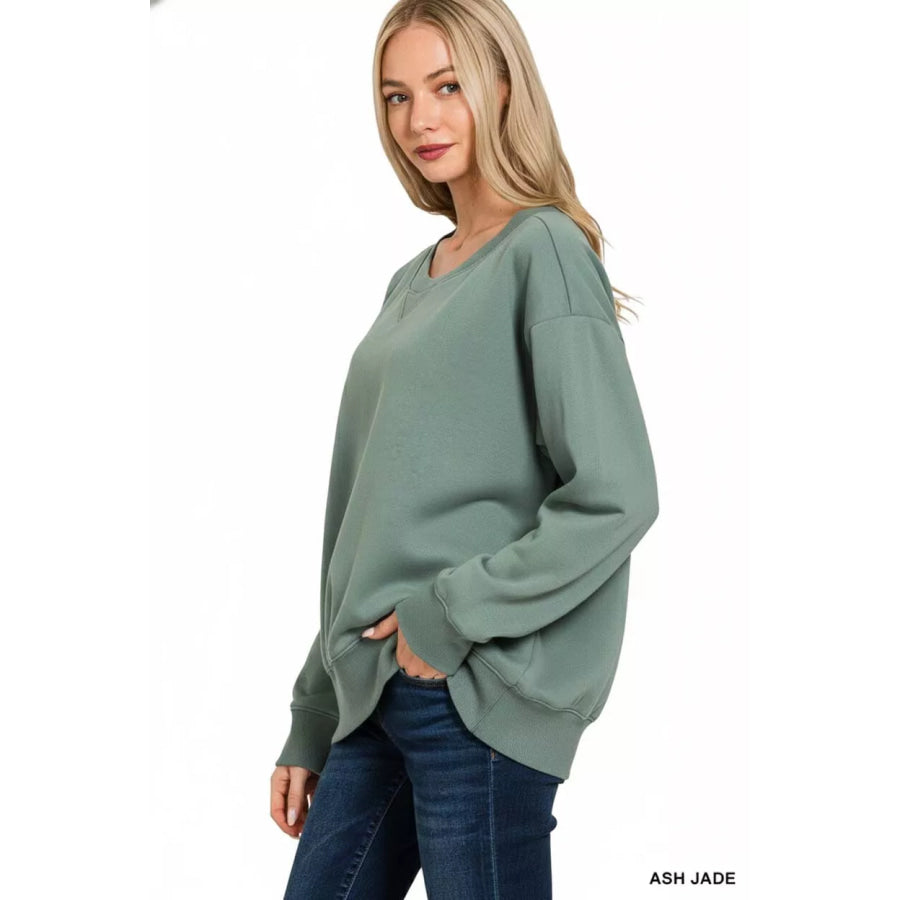 Zenana Fleece Boat Neck Sweatshirt Apparel and Accessories