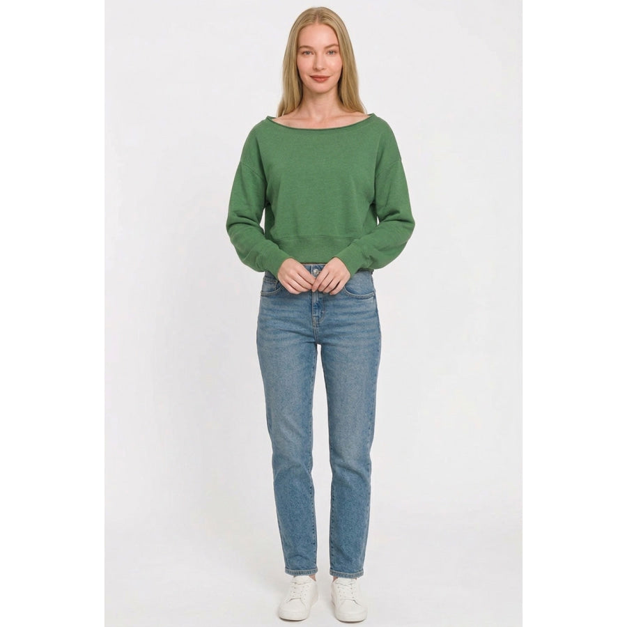 Zenana Fleece Boat-neck Sweatshirt Apparel and Accessories