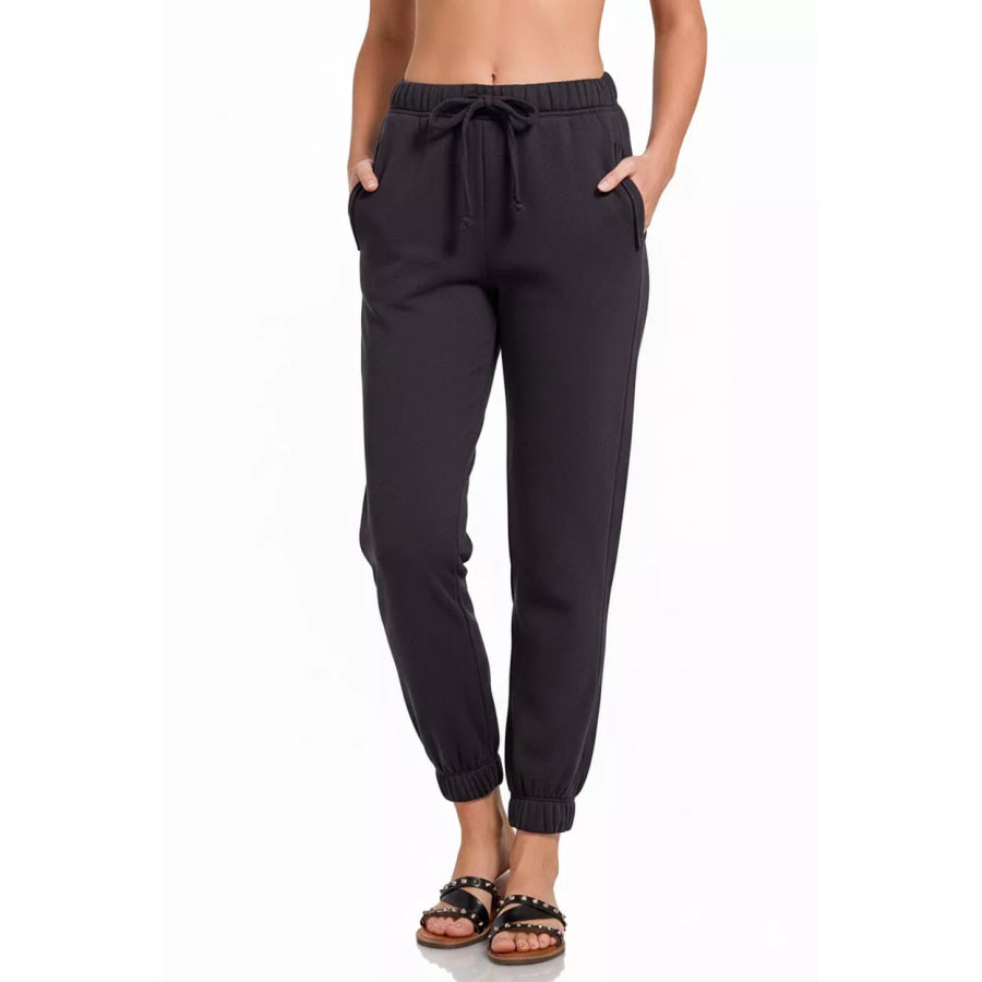Zenana Fleece Drawstring Joggers With Pocket Apparel and Accessories