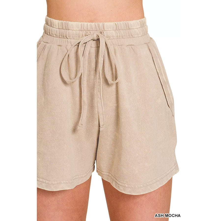 Zenana French Terry Acid Washed Relaxed Top & Short Set Apparel and Accessories
