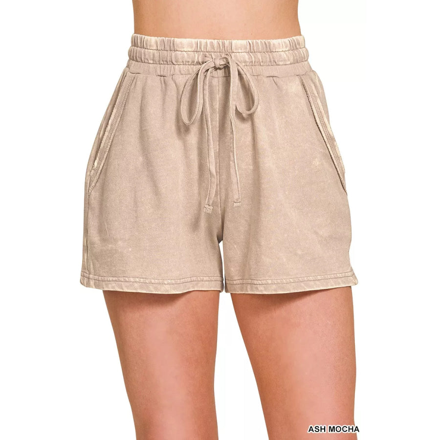 Zenana French Terry Acid Washed Relaxed Top & Short Set Apparel and Accessories