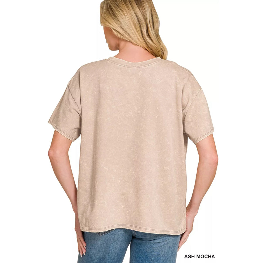 Zenana French Terry Acid Washed Relaxed Top & Short Set Apparel and Accessories