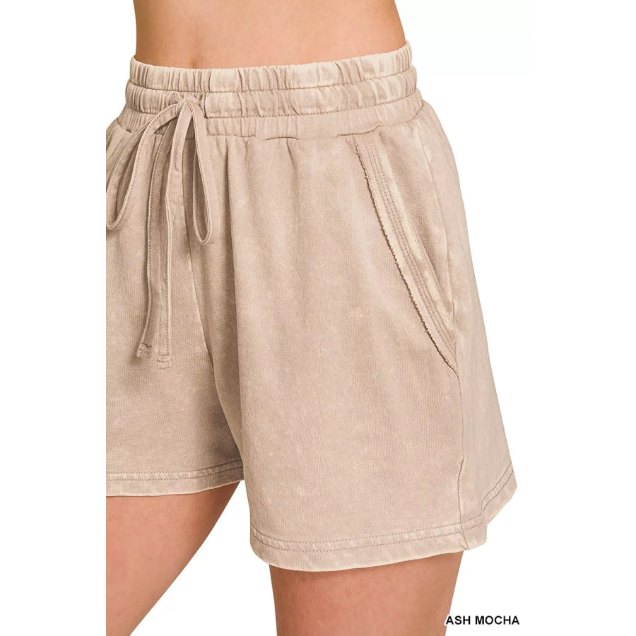 Zenana French Terry Acid Washed Relaxed Top & Short Set Apparel and Accessories