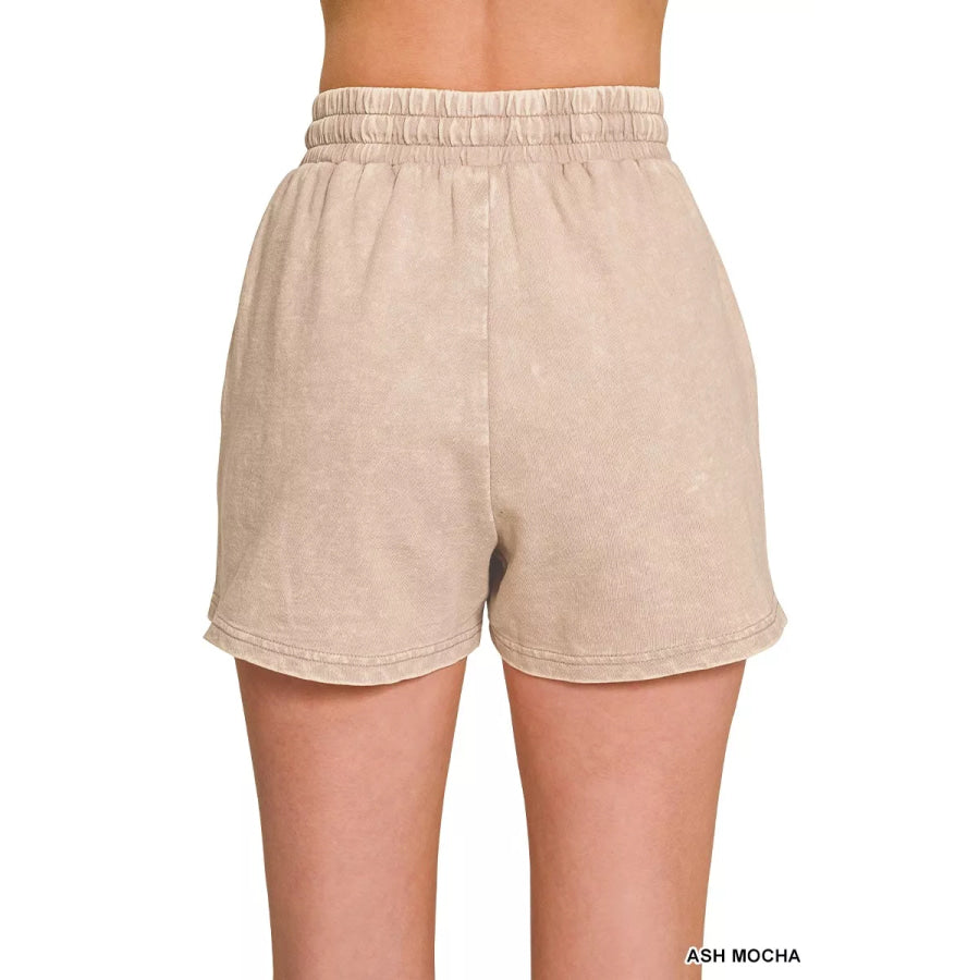 Zenana French Terry Acid Washed Relaxed Top & Short Set Apparel and Accessories