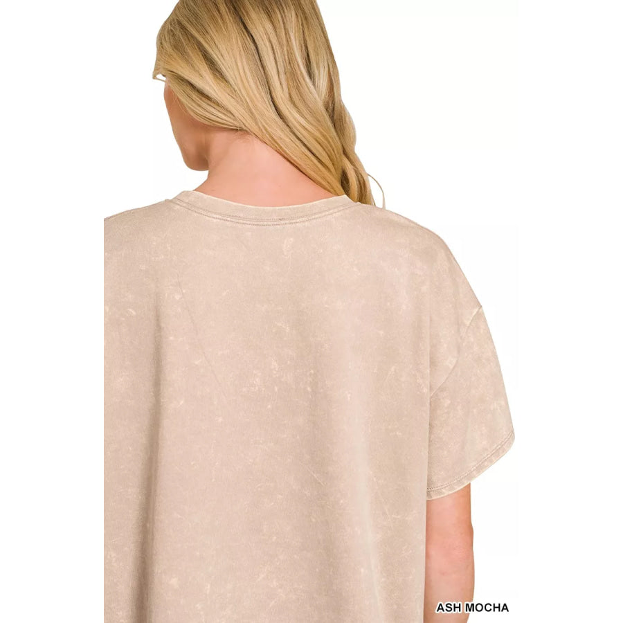 Zenana French Terry Acid Washed Relaxed Top & Short Set Apparel and Accessories