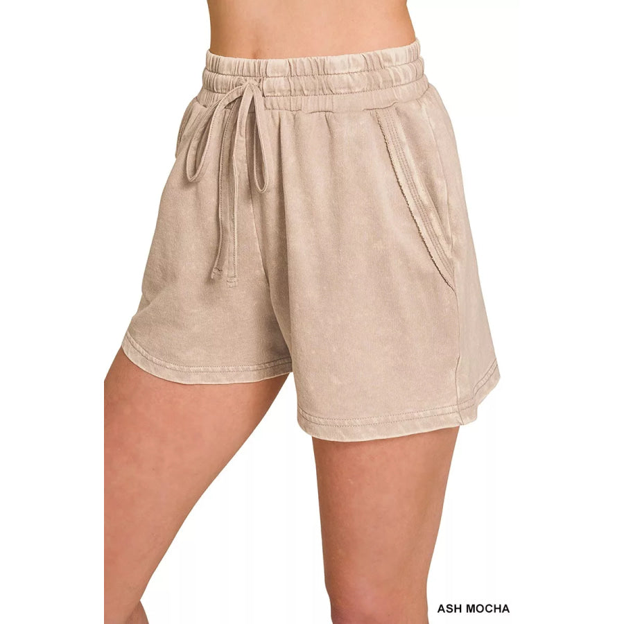 Zenana French Terry Acid Washed Relaxed Top & Short Set Apparel and Accessories