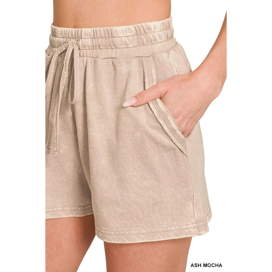 Zenana French Terry Acid Washed Relaxed Top & Short Set Apparel and Accessories