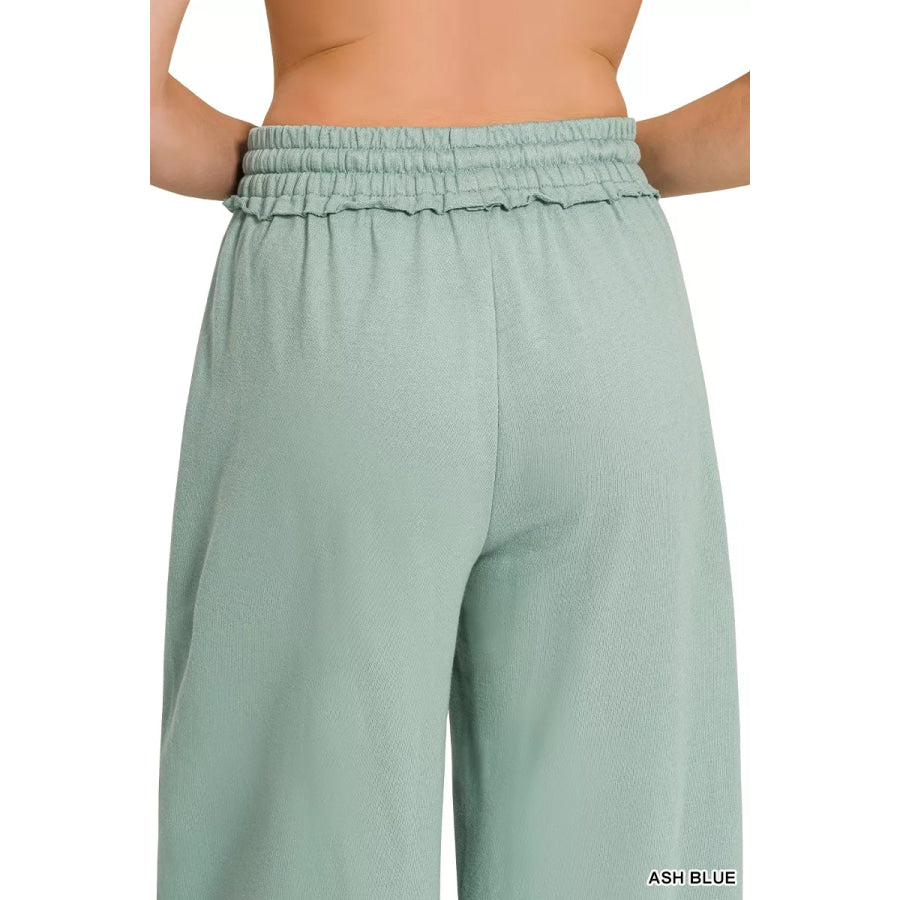 Zenana French Terry Wide Leg Sweatpants ASH BLUE / S Apparel and Accessories