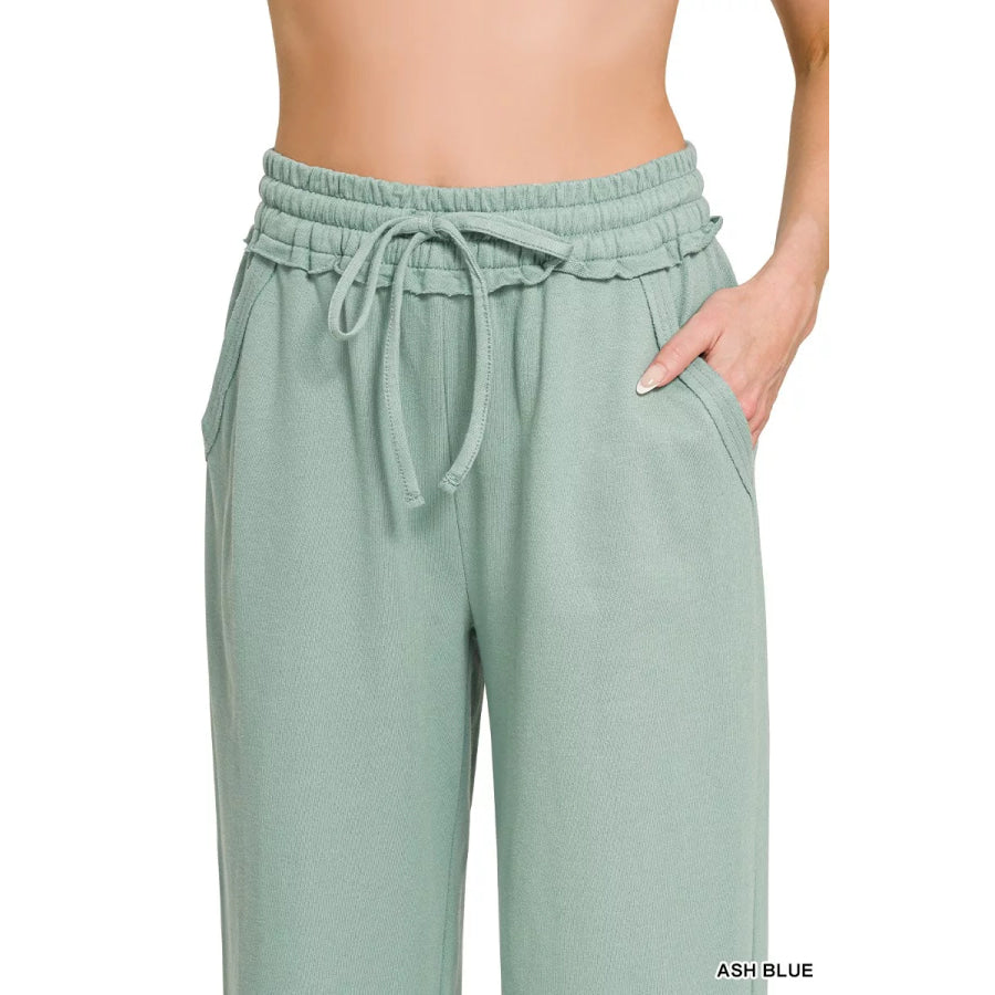 Zenana French Terry Wide Leg Sweatpants Apparel and Accessories