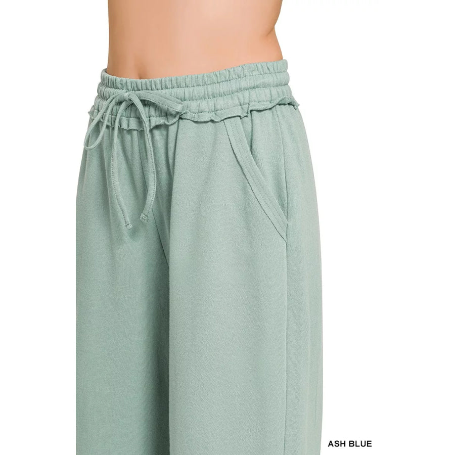 Zenana French Terry Wide Leg Sweatpants Apparel and Accessories