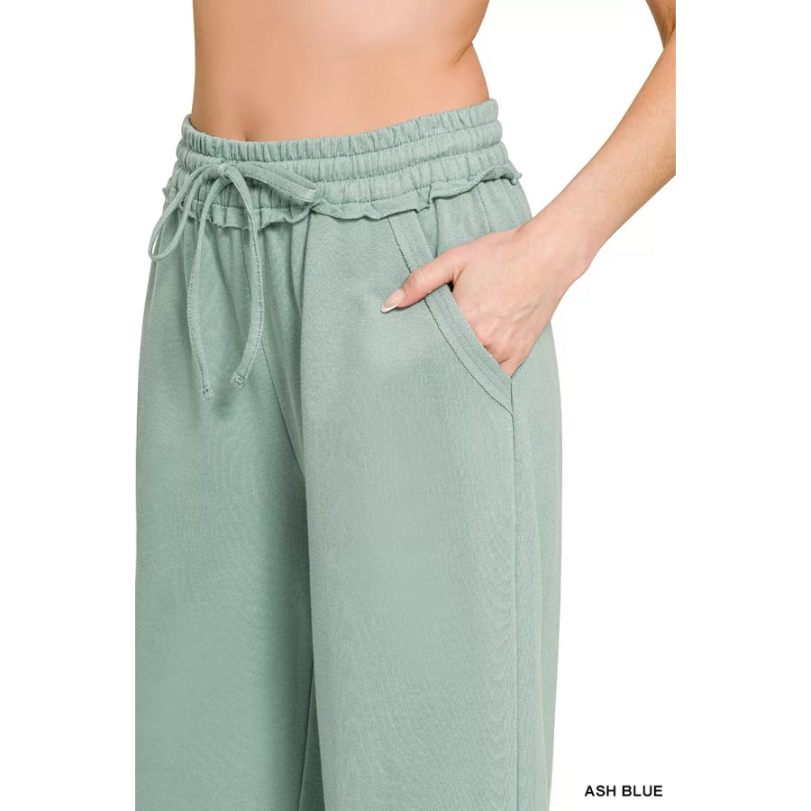 Zenana French Terry Wide Leg Sweatpants Apparel and Accessories