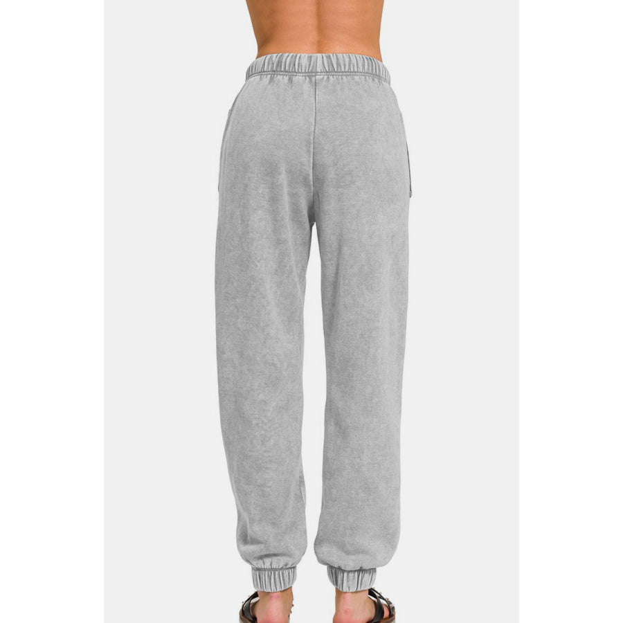 Zenana Full Size Acid Wash Fleece Drawstring Sweatpants with Pockets Apparel and Accessories