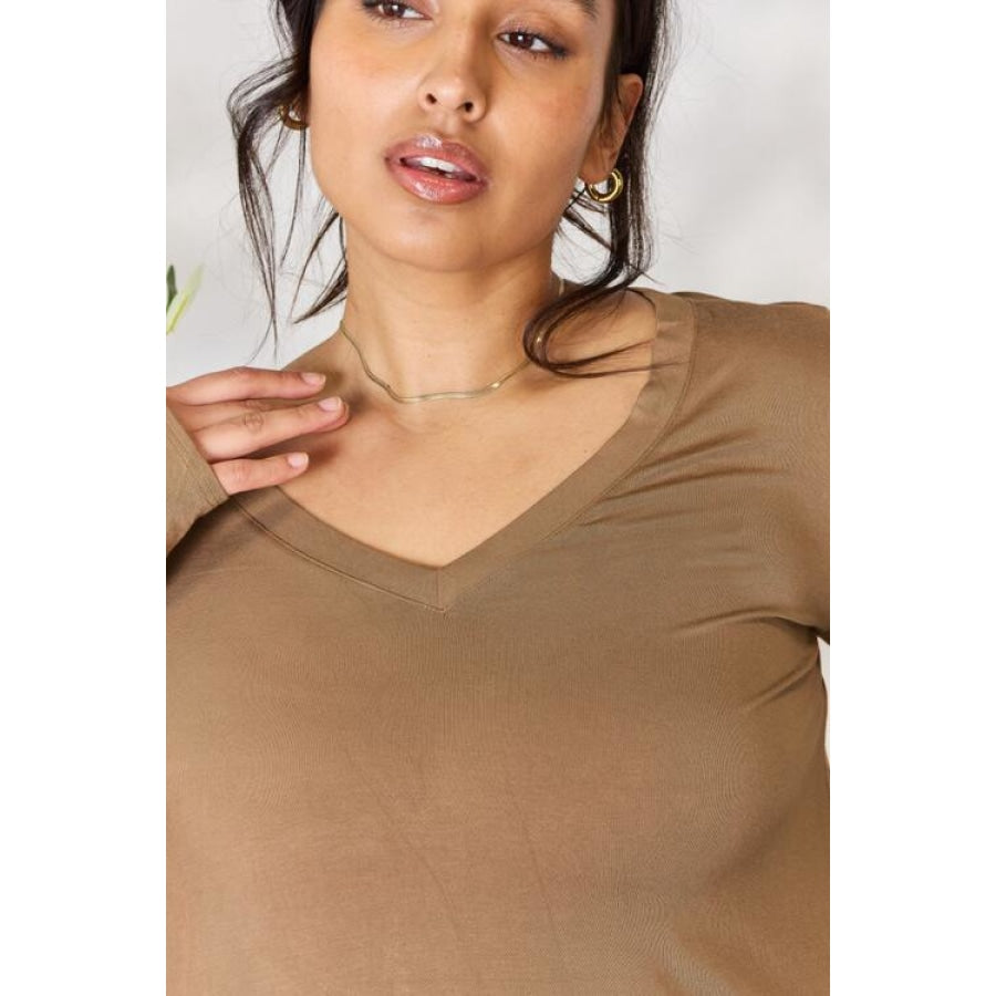 Zenana Full Size Long Sleeve V-Neck Top