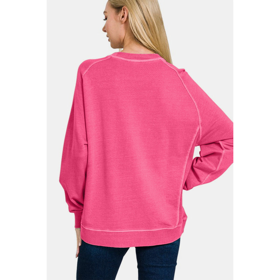 Zenana Full Size Pigment Dyed French Terry Sweatshirt Apparel and Accessories