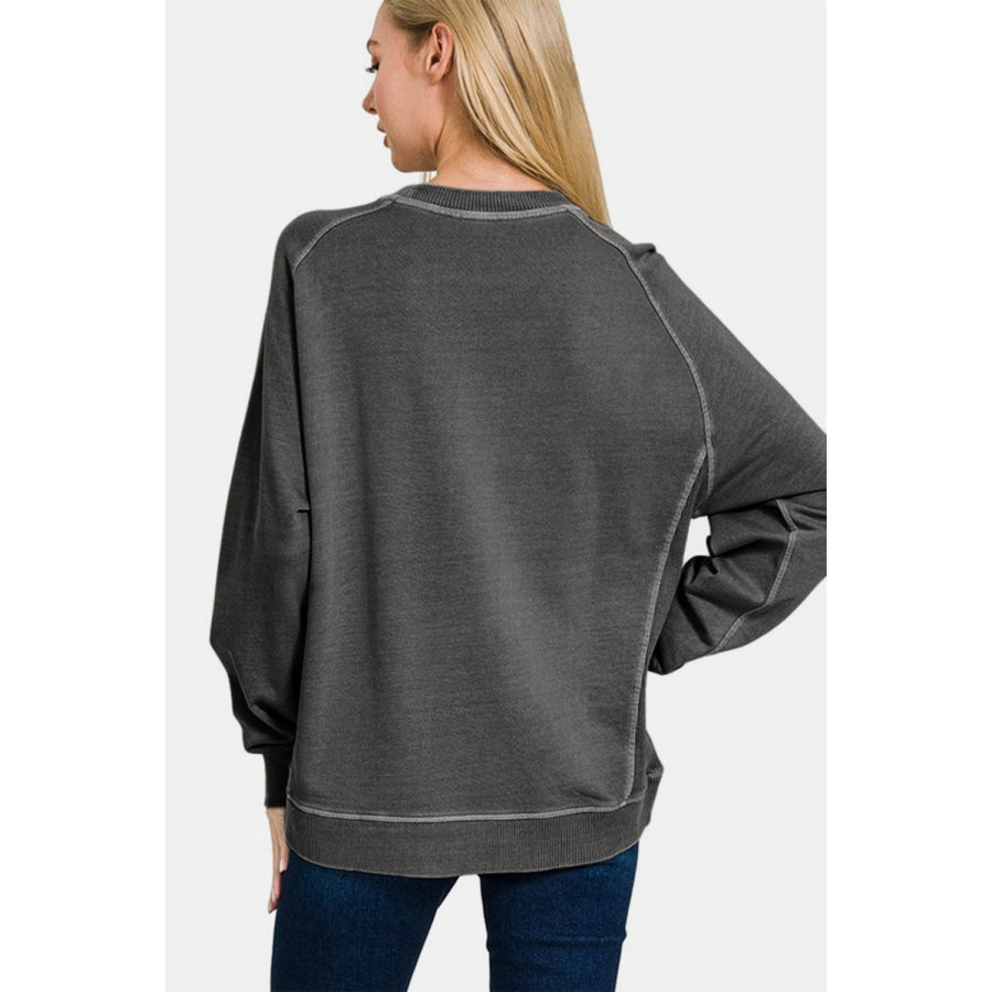 Zenana Full Size Pigment Dyed French Terry Sweatshirt Apparel and Accessories