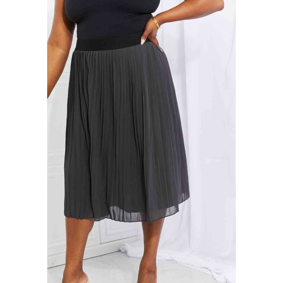 Zenana Full Size Romantic At Heart Pleated Chiffon Midi Skirt Apparel and Accessories