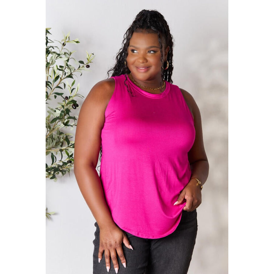 Zenana Full Size Round Neck Tank Magenta / S Apparel and Accessories