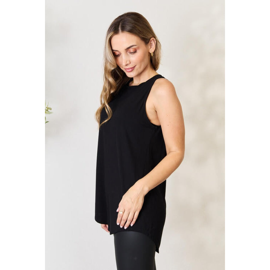 Zenana Full Size Round Neck Wide Strap Tank Black / S Apparel and Accessories
