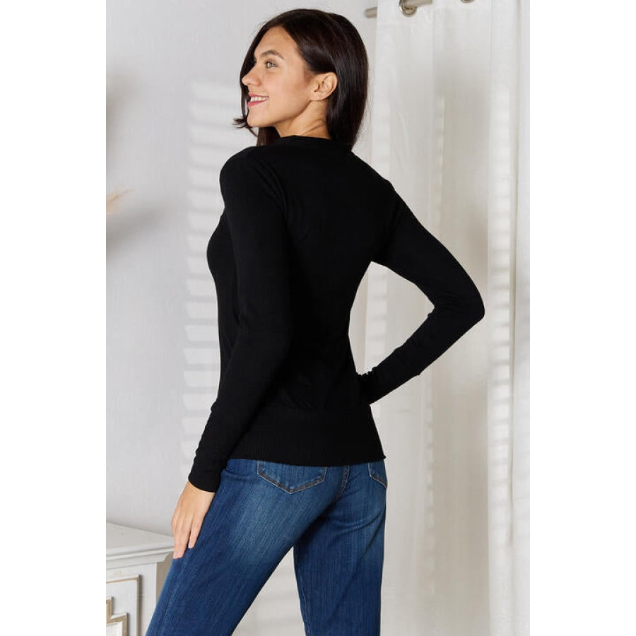 Zenana Full Size V-Neck Long Sleeve Cardigan Clothing