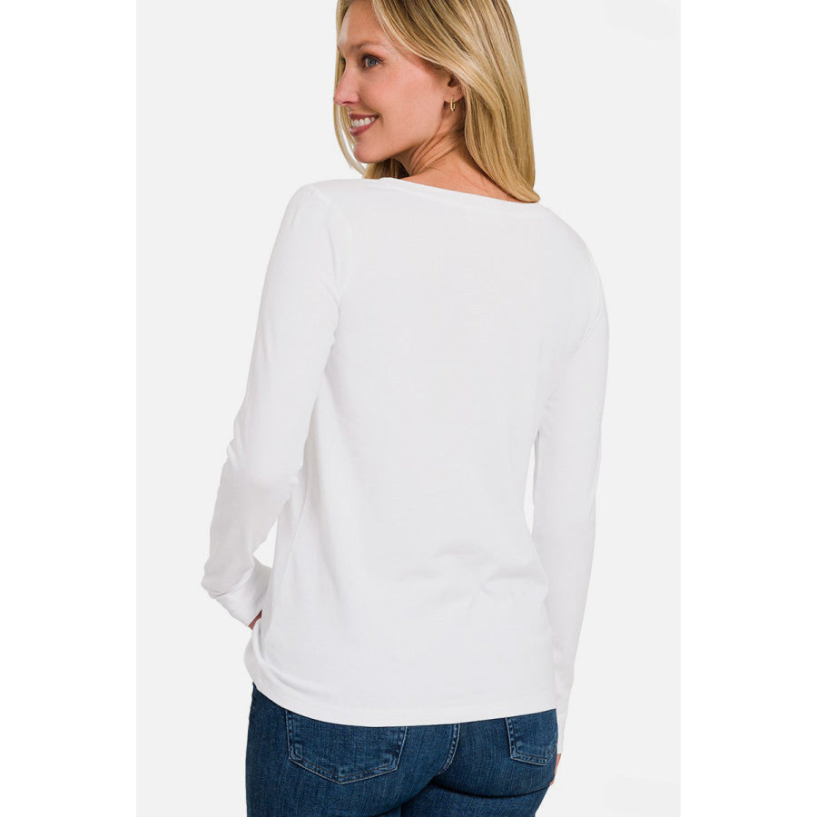 Zenana Full Size V-Neck Long Sleeve T-Shirt Apparel and Accessories