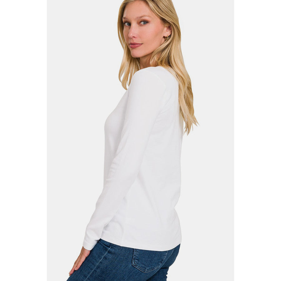 Zenana Full Size V-Neck Long Sleeve T-Shirt Apparel and Accessories