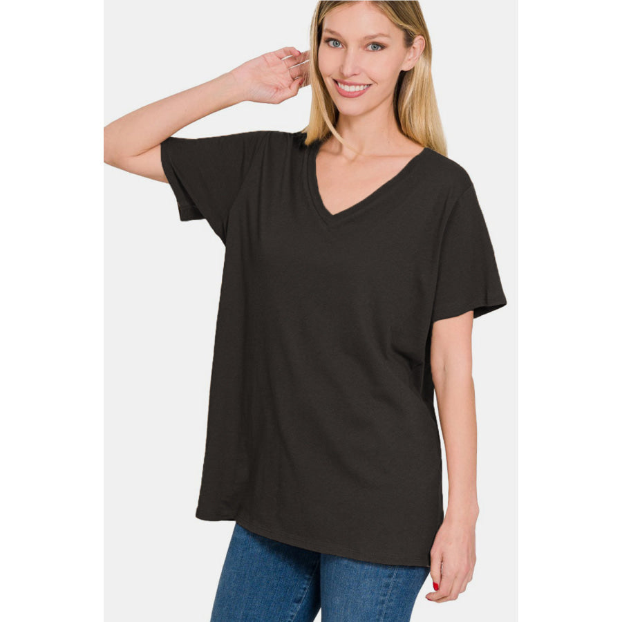 Zenana Full Size V - Neck Short Sleeve T - Shirt Apparel and Accessories
