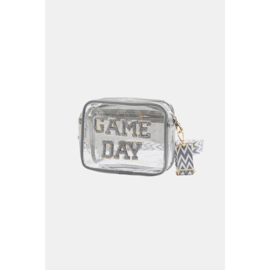 Zenana GAME DAY Stadium Approved Transparent Crossbody Bag Grey / One Size Apparel and Accessories