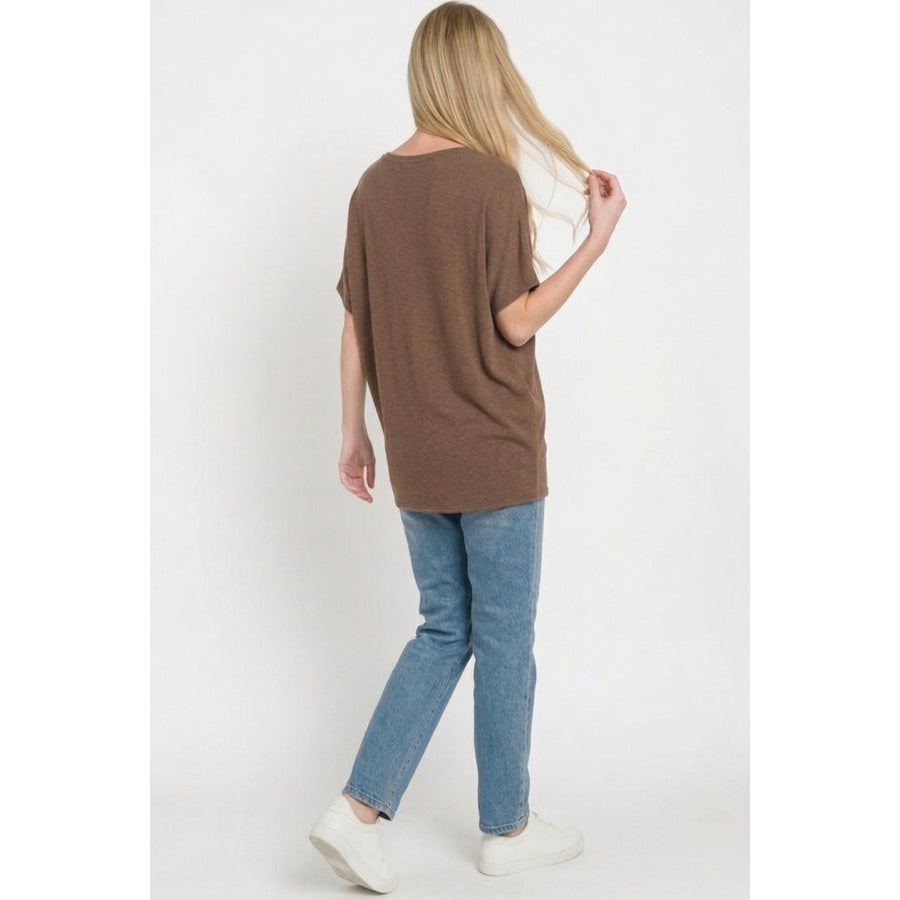 Zenana Hacci Dolman Sleeve Boat Neck Top Apparel and Accessories