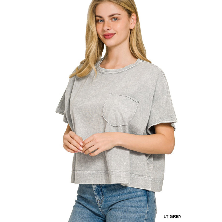 Zenana Halo Snow Washed Boxy Top & Shorts Set Apparel and Accessories