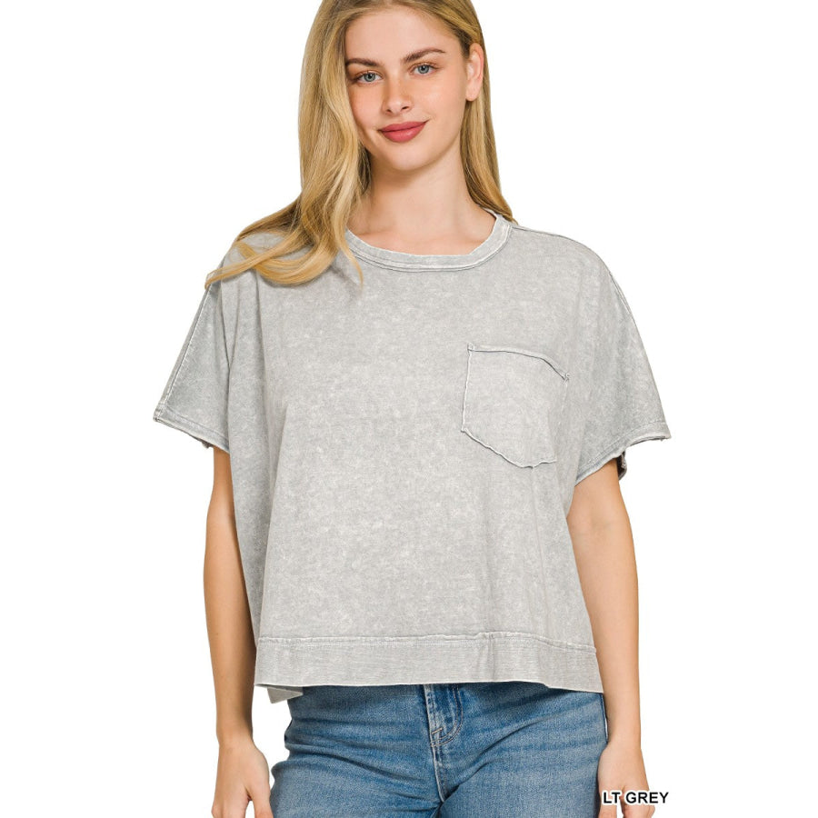 Zenana Halo Snow Washed Boxy Top & Shorts Set Apparel and Accessories