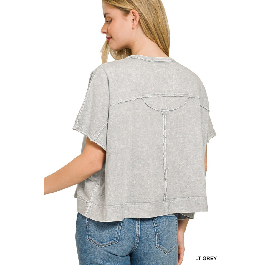 Zenana Halo Snow Washed Boxy Top & Shorts Set Apparel and Accessories