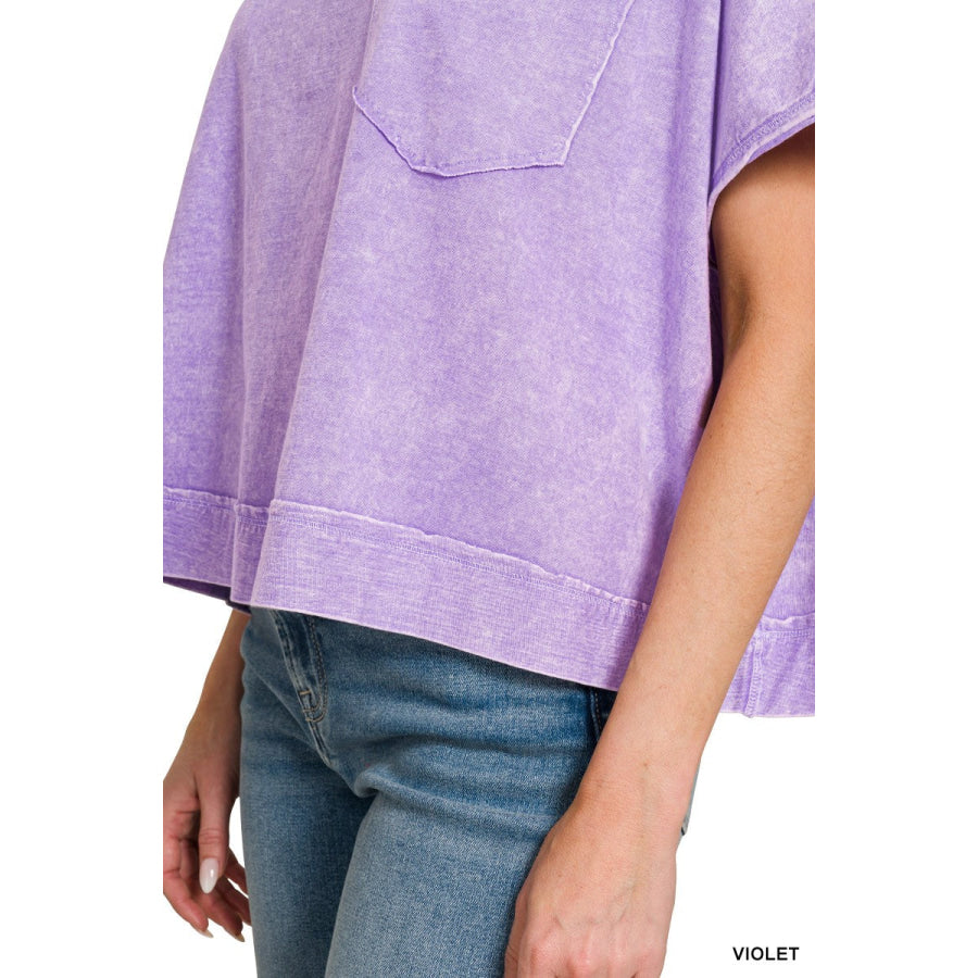 Zenana Halo Washed Oversized Top Apparel and Accessories
