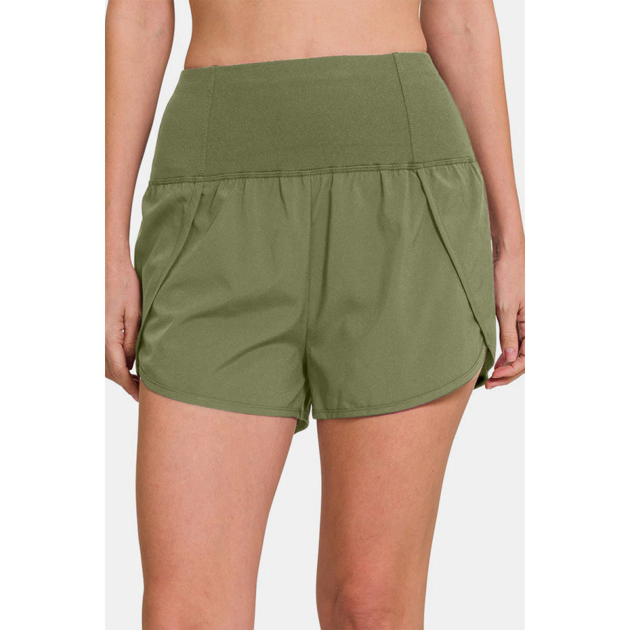 Zenana High-Waisted Zippered Back Pocket Active Shorts Apparel and Accessories