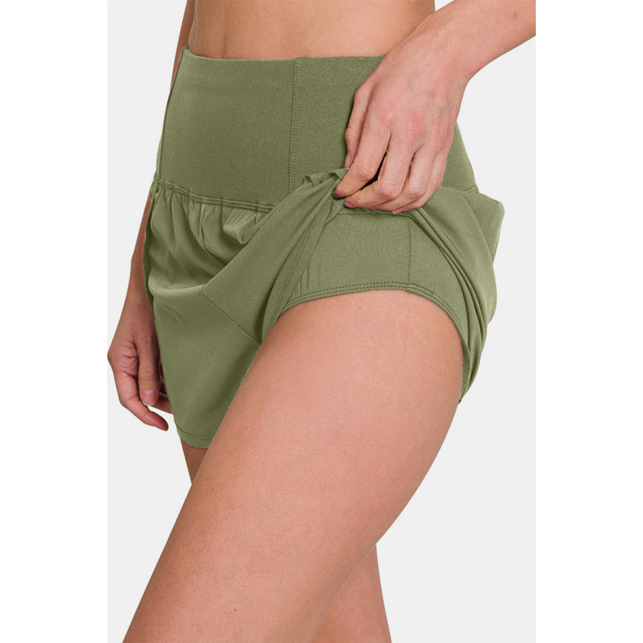 Zenana High-Waisted Zippered Back Pocket Active Shorts Apparel and Accessories