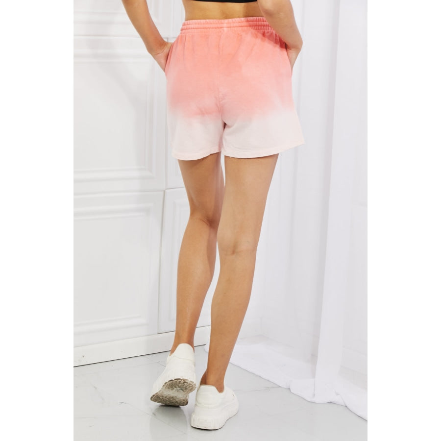 Zenana In The Zone Full Size Dip Dye High Waisted Shorts in Coral Coral / S