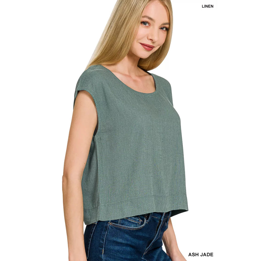 Zenana Linen Sleeveless Top Apparel and Accessories