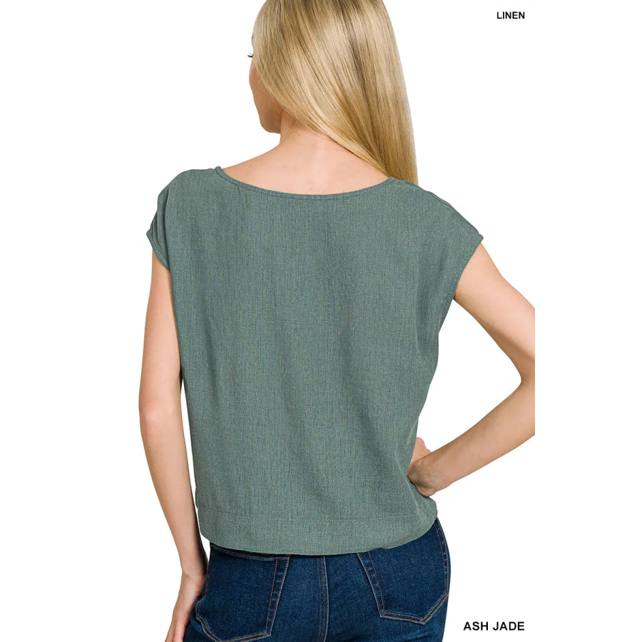 Zenana Linen Sleeveless Top Apparel and Accessories
