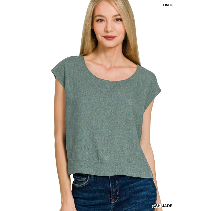 Zenana Linen Sleeveless Top ASHJADE / S Apparel and Accessories