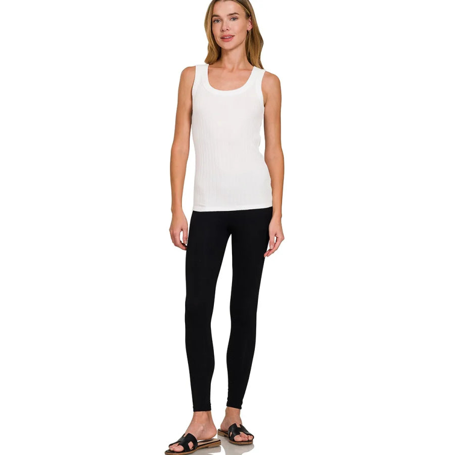 Zenana Melange Rib Tank Top Apparel and Accessories