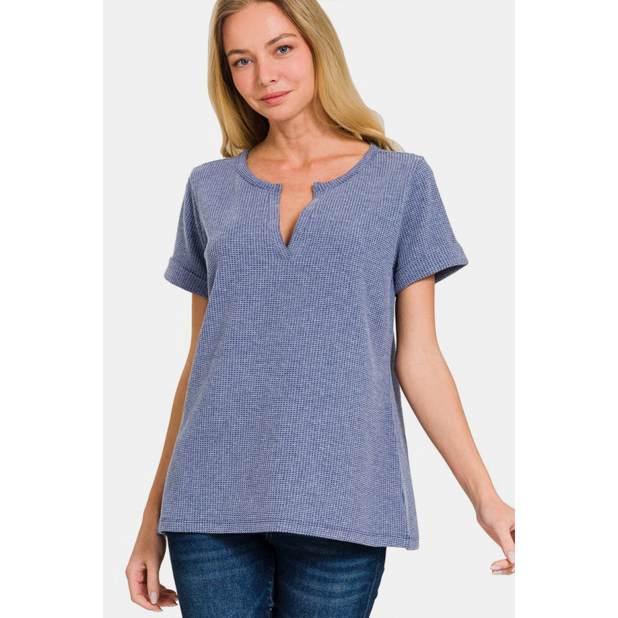 Zenana Outfitters Lace Top T-Shirt Womens V-Neck Short Sleeve