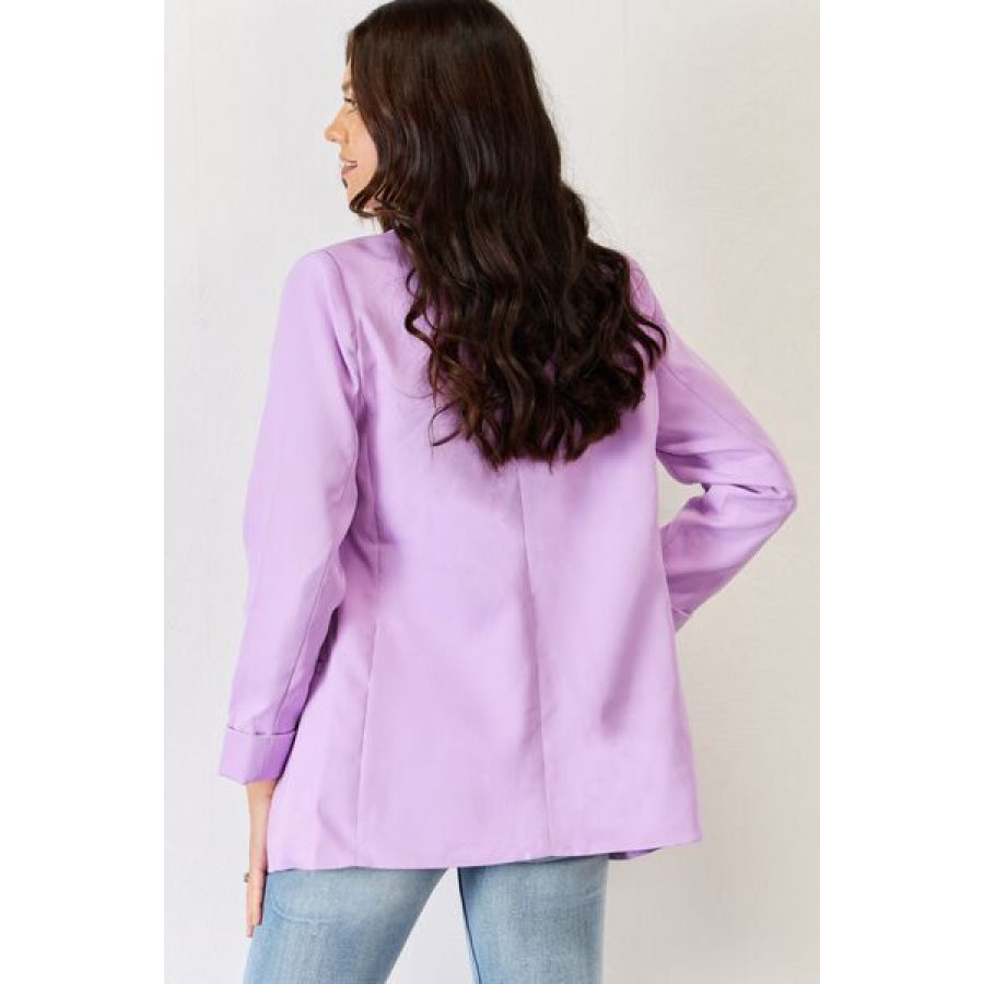 Zenana Open Front Long Sleeve Blazer B Lavender / S Apparel and Accessories